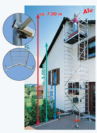 Подмость алюминиевая KRAUSE 6 метровая Clim Tec (база + две надстройки + колеса) ― PanGospodar