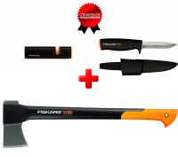 ТОПОР УНИВЕРСАЛЬНЫЙ X15+НОЖ К40+ТОЧИЛКА ДЛЯ ТОПОРОВ И НОЖЕЙ Fiskars