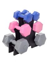 Набор гантелей в пластике 12 кг cо стойкой Housefit DR102-1