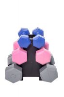 Набор гантелей в пластике 12 кг cо стойкой Housefit DR102-1