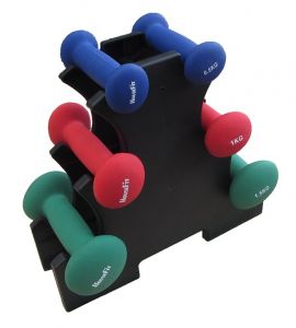 Набор гантелей в пластике 6 кг cо стойкой Housefit DR102-2 ― PanGospodar